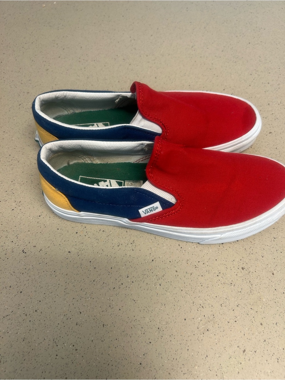 Vans Slip-On Sneakers in Red, Navy & Yellow